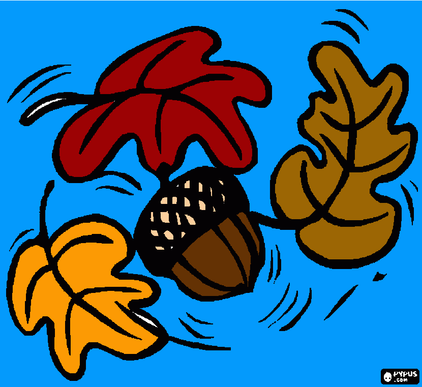 Fall Leaves With Acorn coloring page
