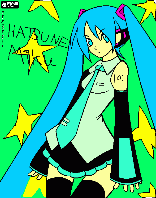 famus pop star hatsune miku :] coloring page