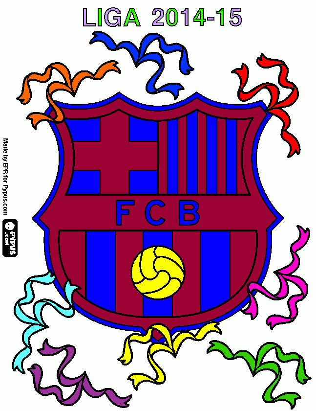 Fc barcalona's logo and championship picture  coloring page