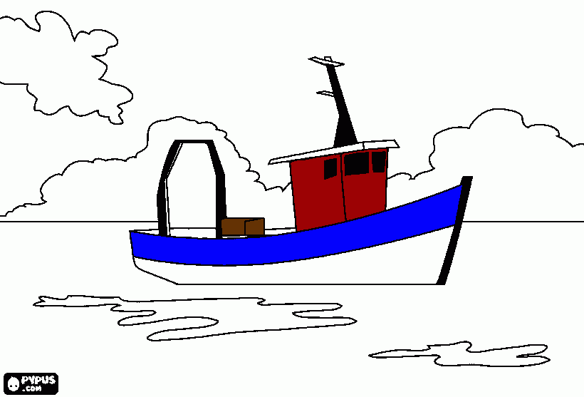 fishing boat coloring page