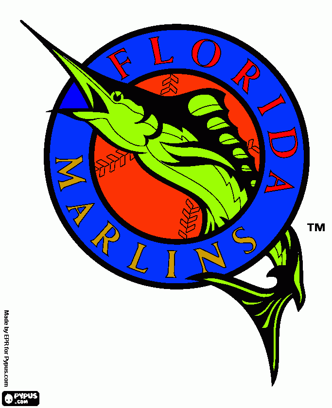 Florida Marlins logo, baseball team  coloring page