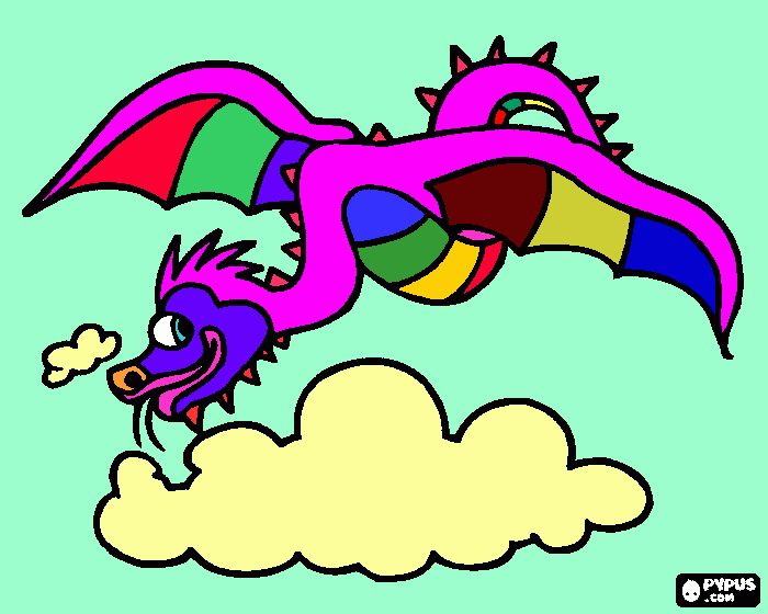 Flying Rainbow Dragon coloring page