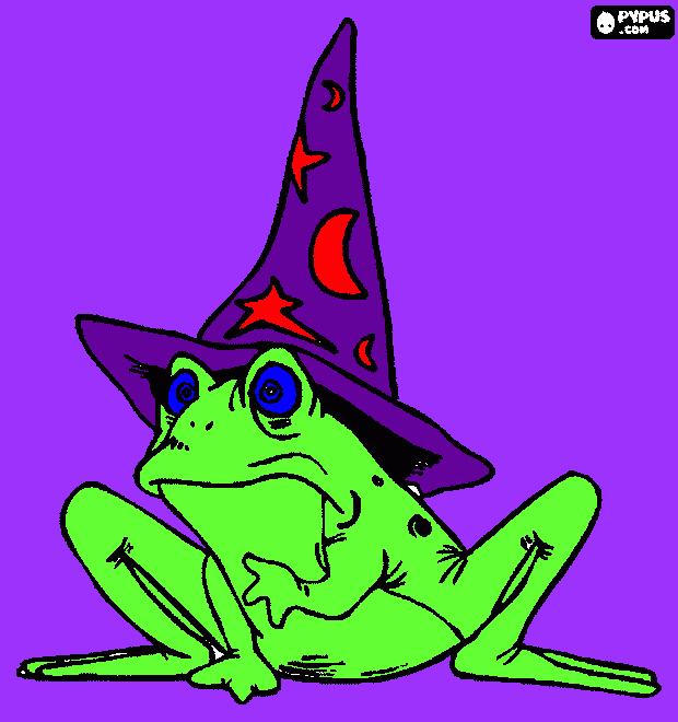 frog wizard coloring page