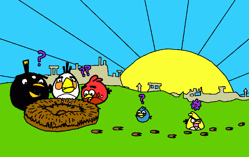 funny bombie and cussing yellow bird coloring page
