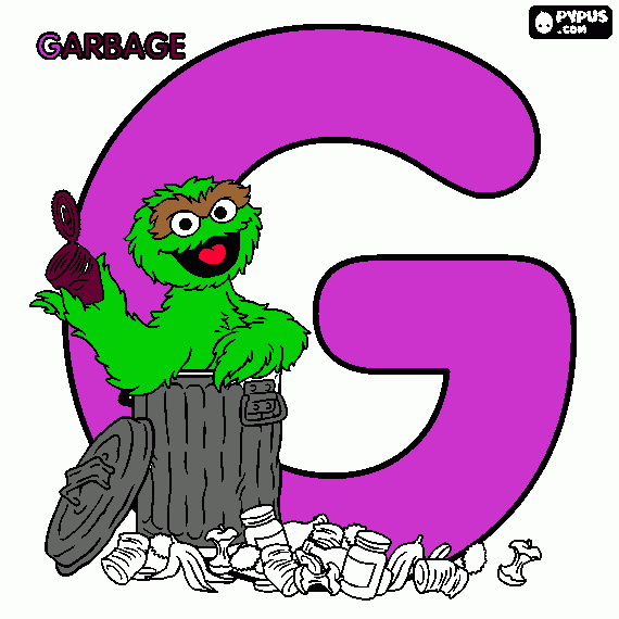 G is for Garbage coloring page