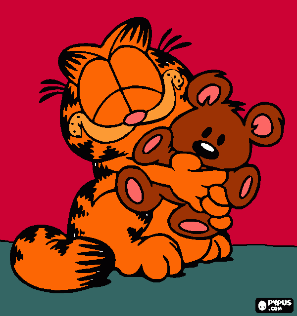 Garfield and Pooky coloring page