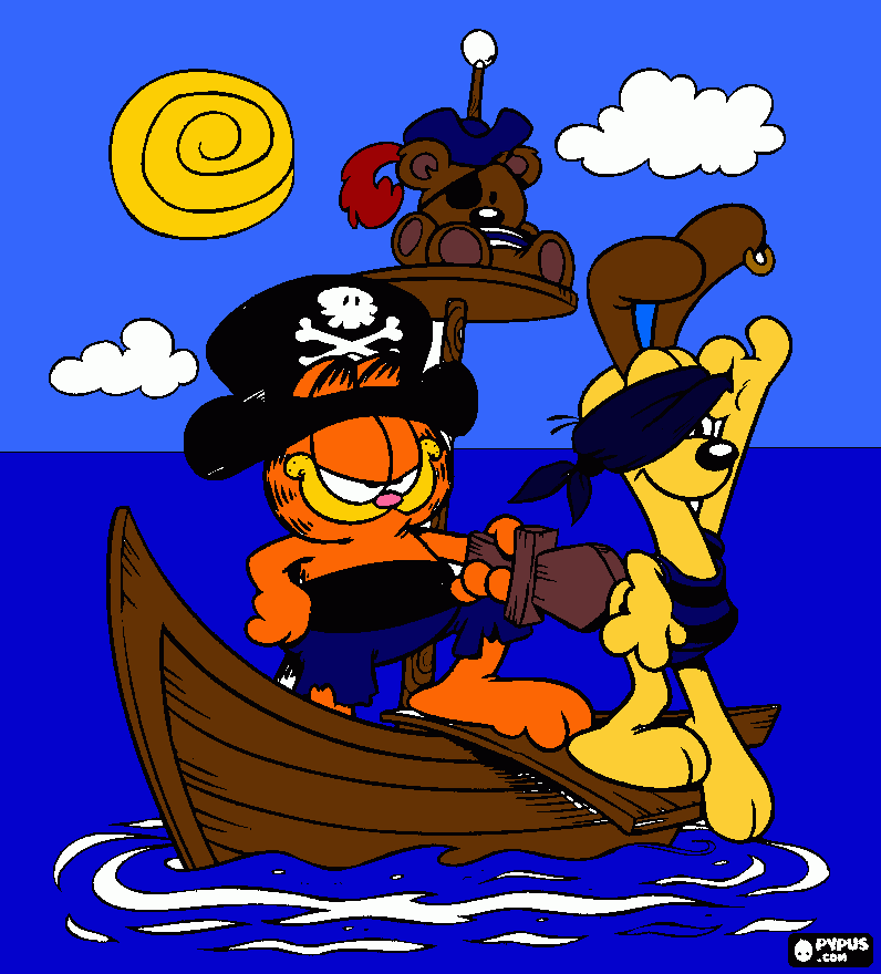 garfield odie and poo coloring page