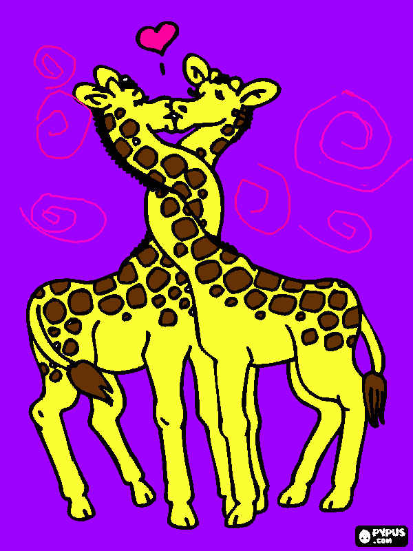 giraffes in love coloring page
