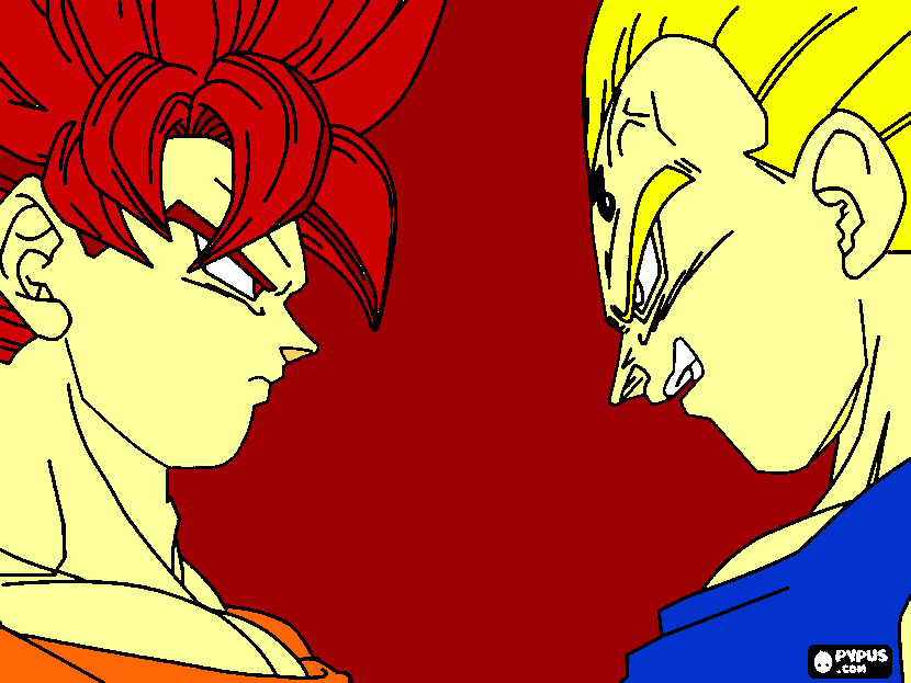 Goku God V.S Vegeta Super Saiyan 2 coloring page