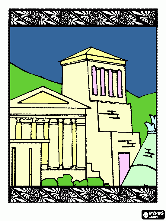 greek building coloring page