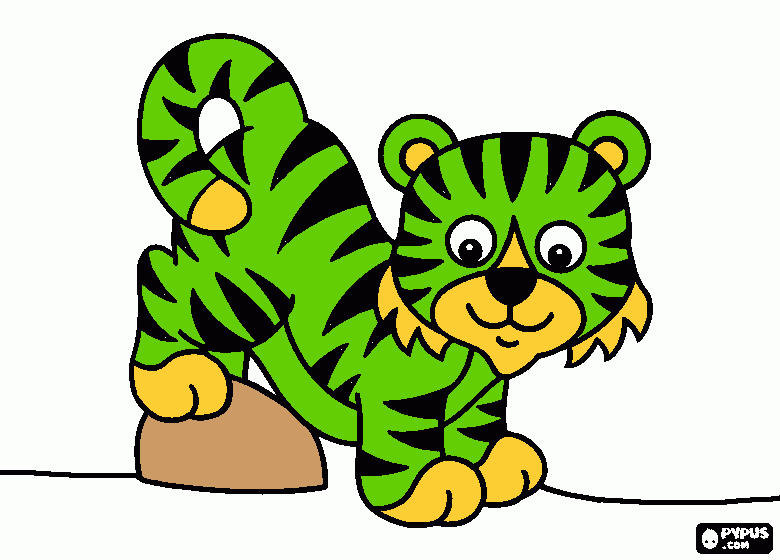 green tiger coloring page