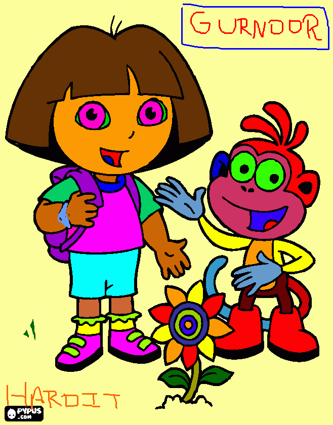 Gurnoor loves dora coloring page