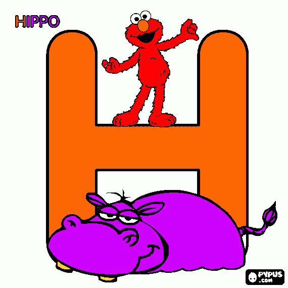 H is for Hippo coloring page