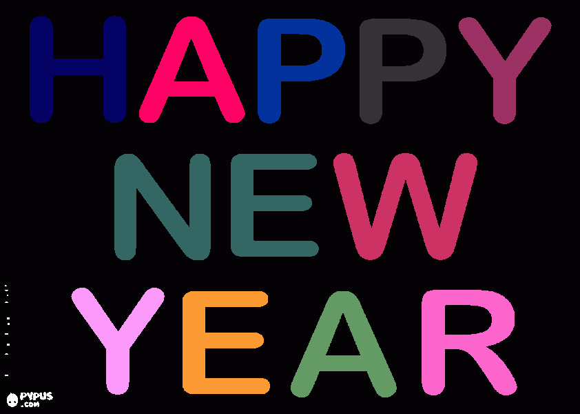 Happy new year coloring page