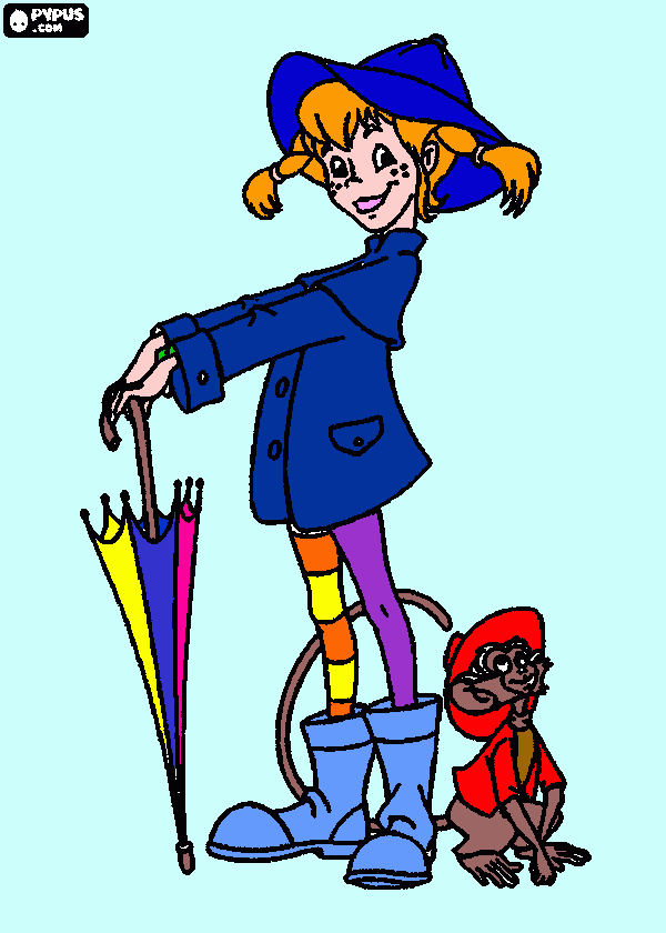 Harisnyás Pippi coloring page