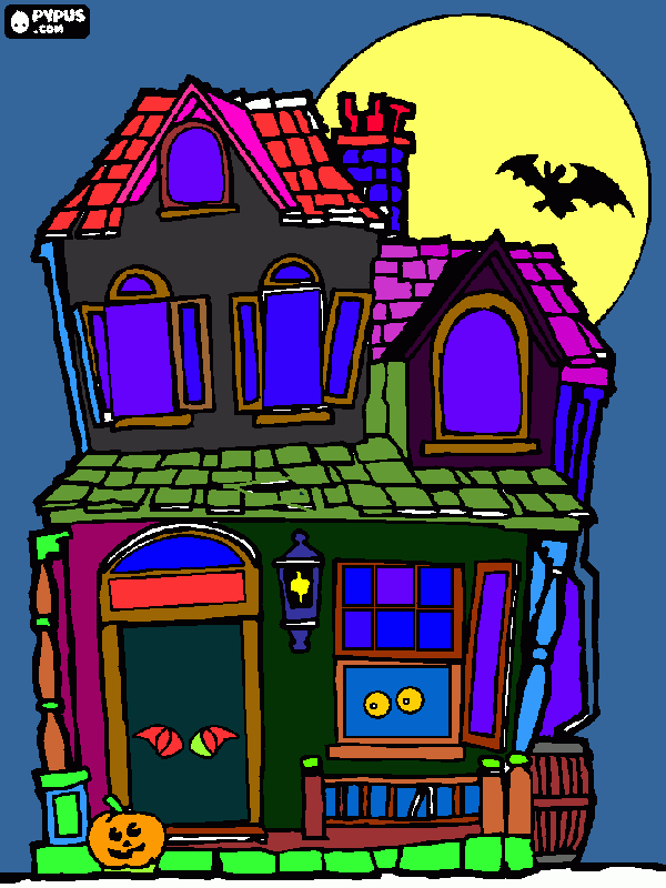 Haunted house coloring page