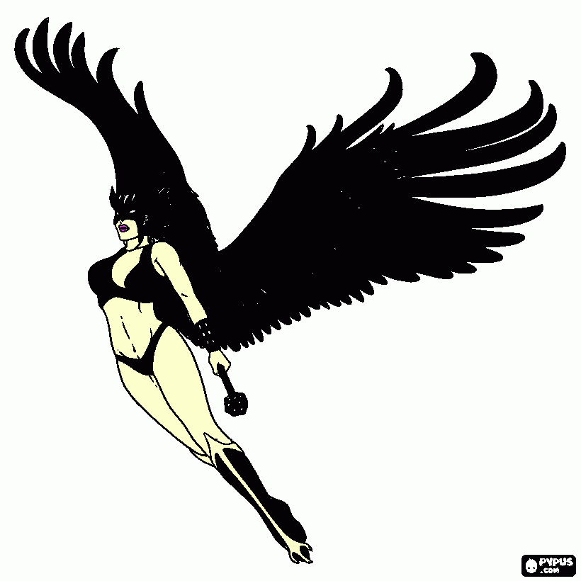 hawk girl coloring page