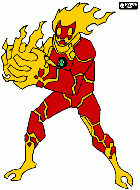 heatblast coloring page