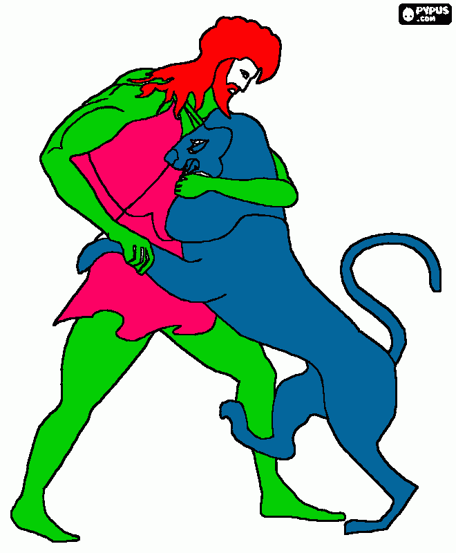 HERCULES FIGHTING LION coloring page