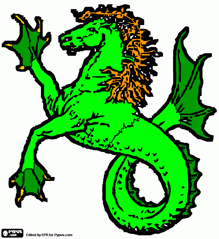 hippocampus-mythological-animal-half-horse-half-fish coloring page