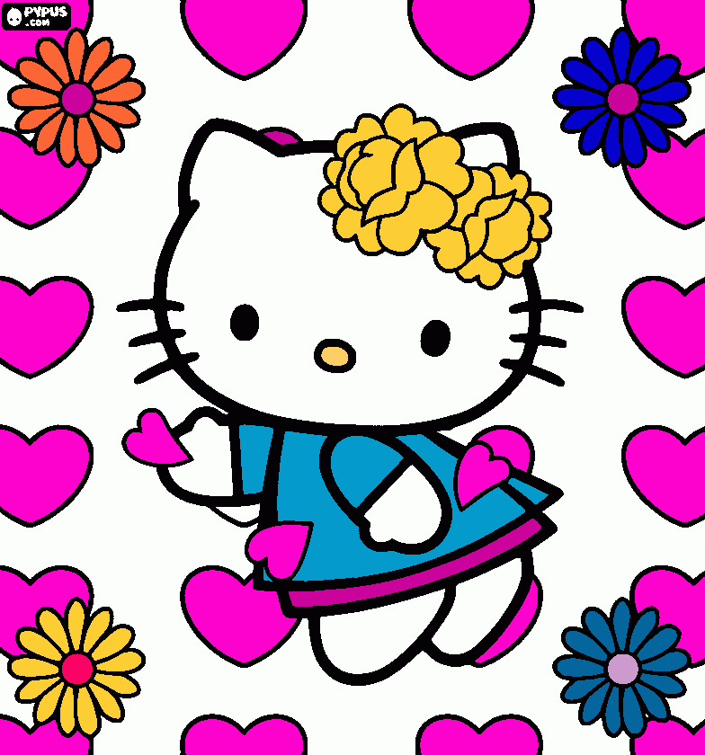 Hitty with flowers coloring page