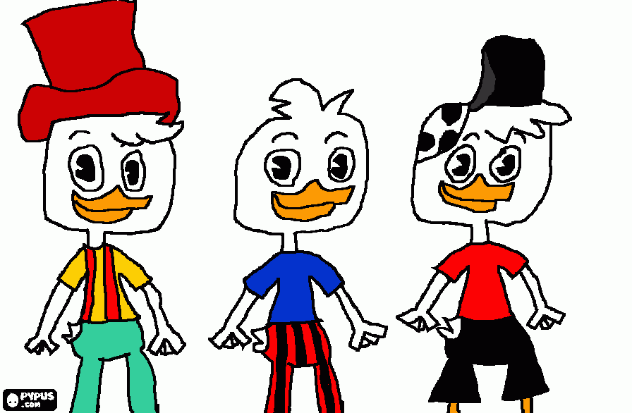 Huey Dewey and Louie as The Hooley Dooleys coloring page