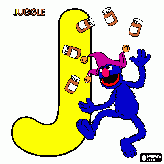 J is for Juggle coloring page