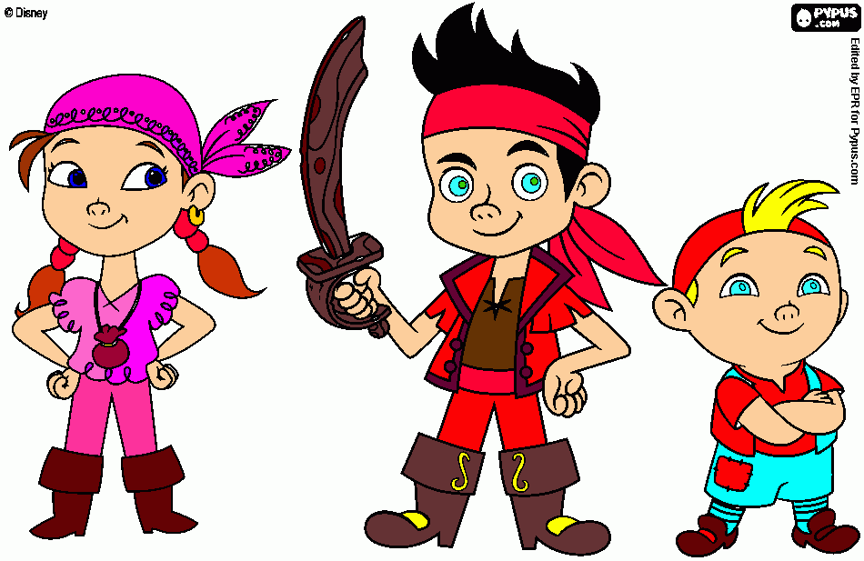 Jake, Izzy and Cubby coloring page