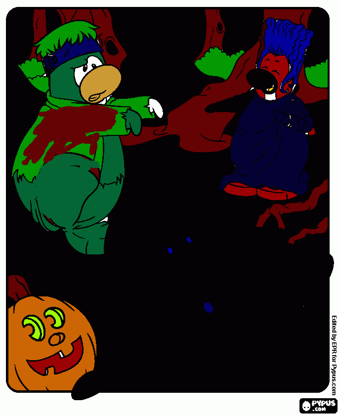 Jakes frankenstein penguin coloring page