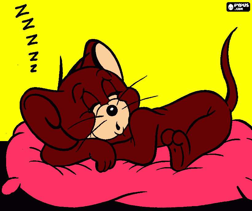 Jerry Sleeping In His Little Bed coloring page