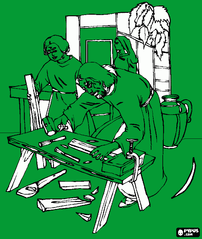 Jesus the carpenter coloring page