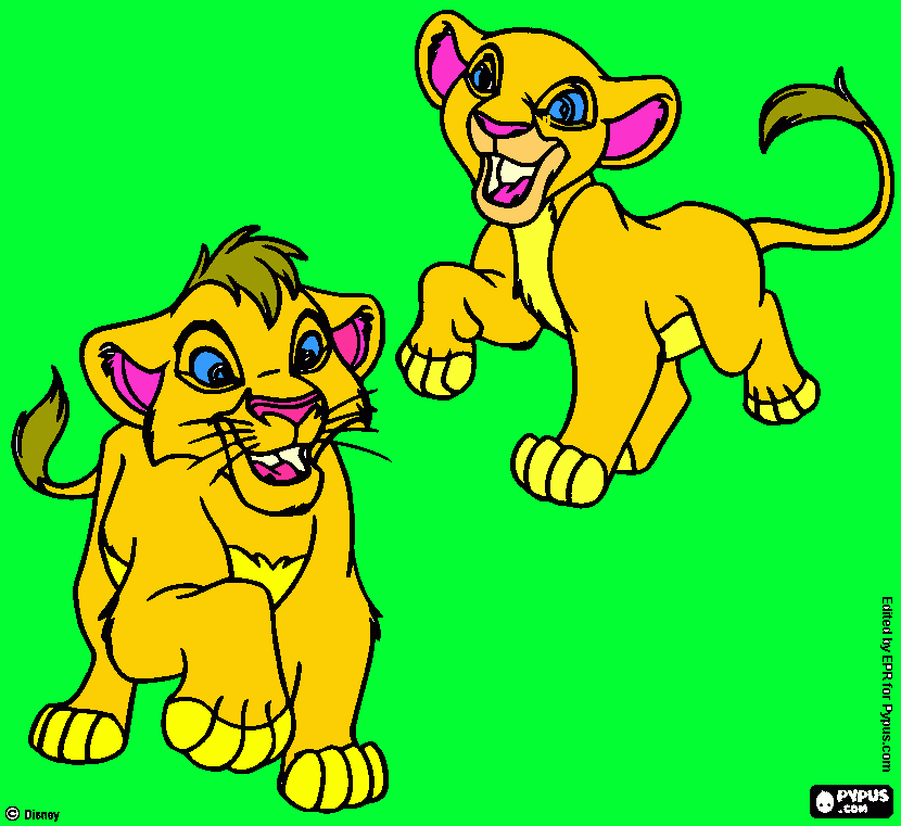 kiara and kovu  coloring page