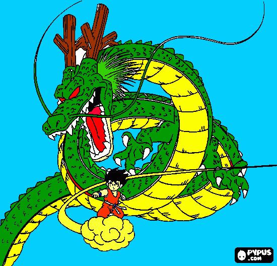 Kid Goku and Shenron coloring page