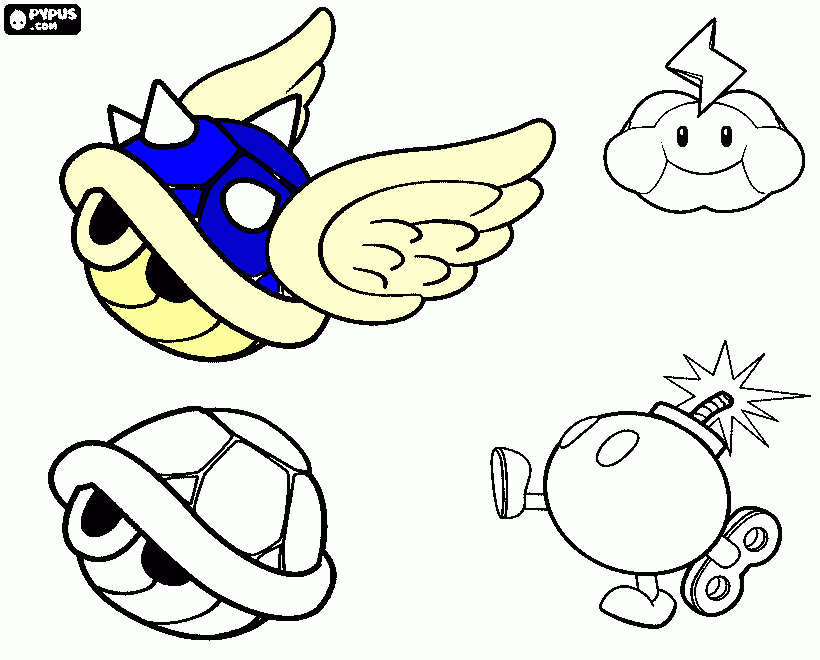 koopa shell coloring page