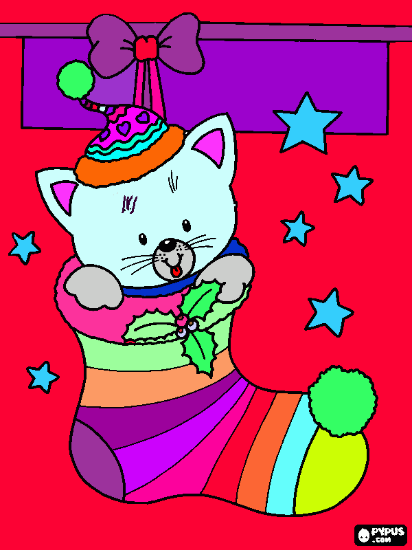 kotek swiąteczny coloring page