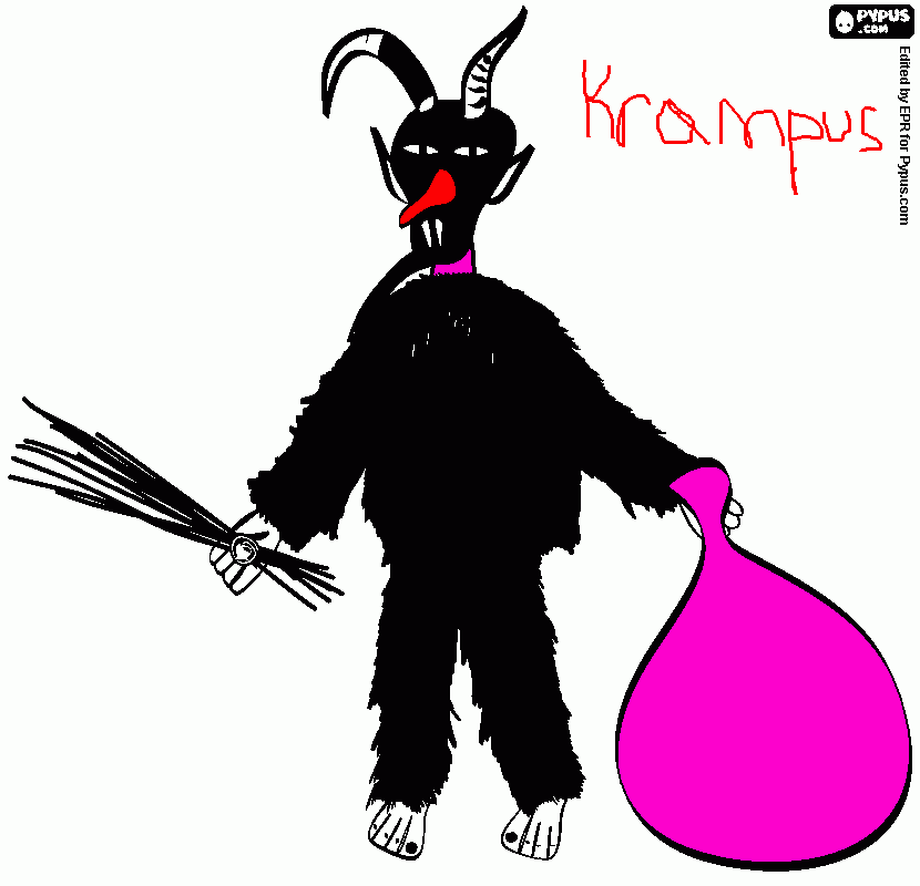 Krampus coloring page, printable Krampus