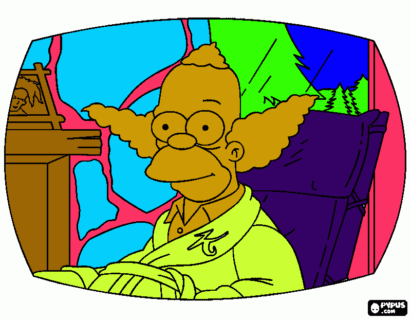 krusty the clown coloring page