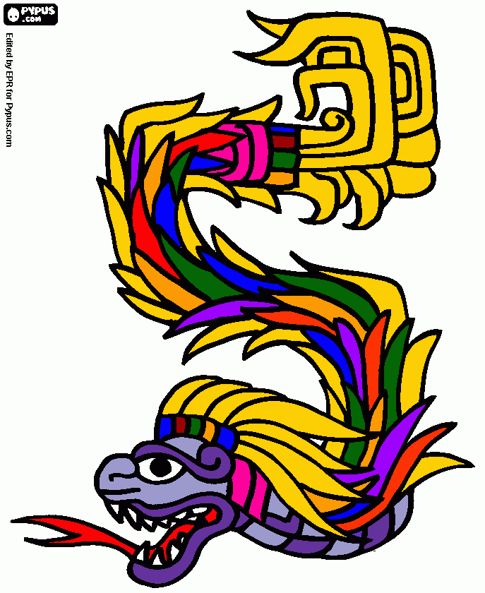 Kulkan the plumed serpent coloring page