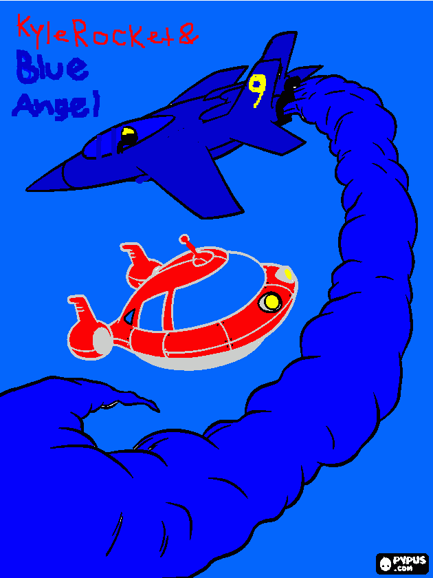 Kyle rocket and Blue Angel coloring page