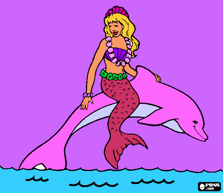 la sirène rose coloring page