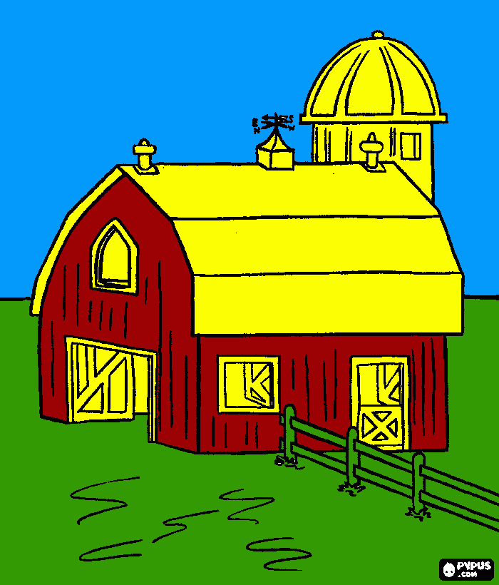 large rural building barn coloring page