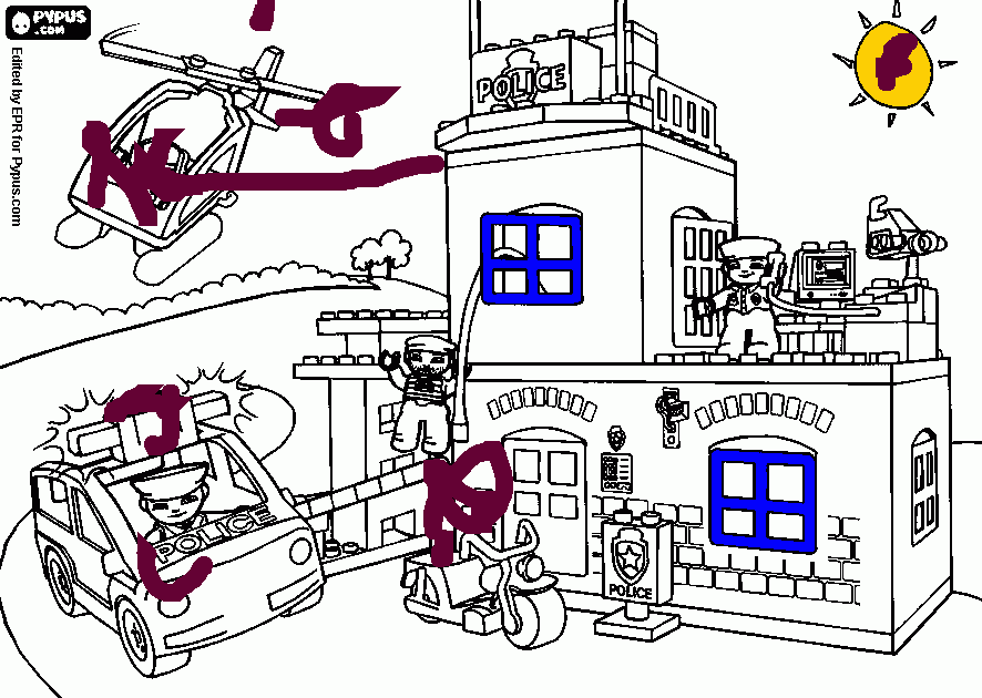 lego police station coloring page