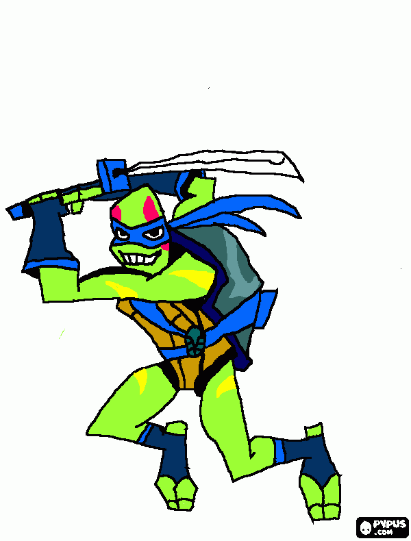 Leonardo the Red-Eared Slider 2.0 (Rise of the TMNT) coloring page
