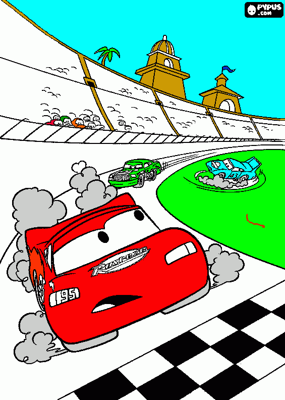 lightening on the track coloring page