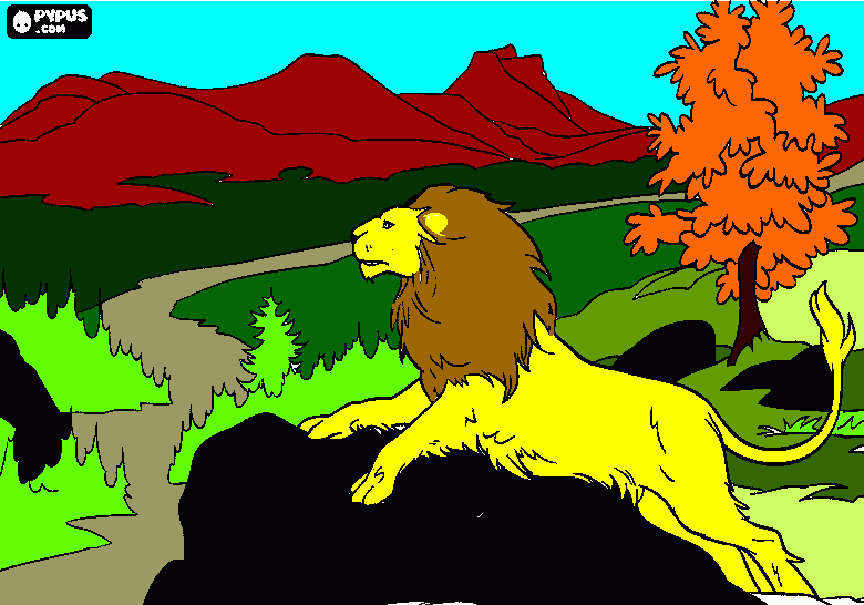 lion in the wilderness coloring page