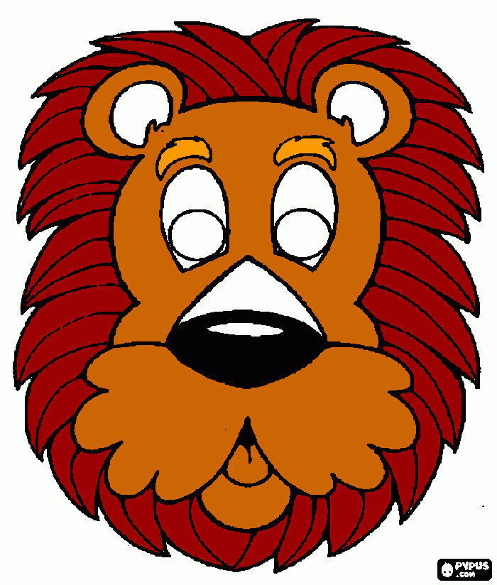 lion mask 2 coloring page, printable lion mask 2