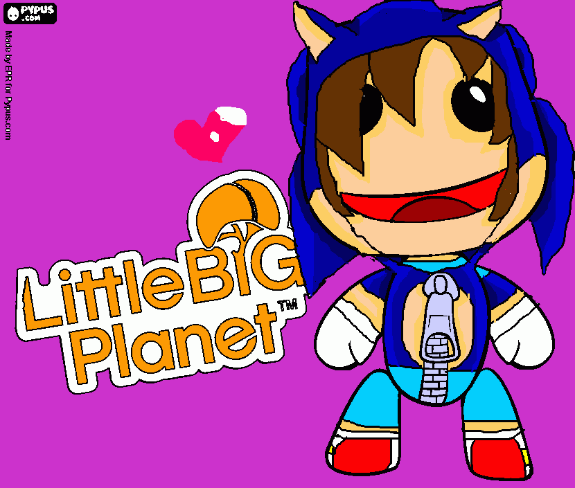 little big planet angel with a sonic sweater coloring page