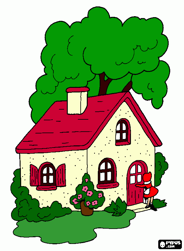 little red riding hood arrives coloring book coloring page
