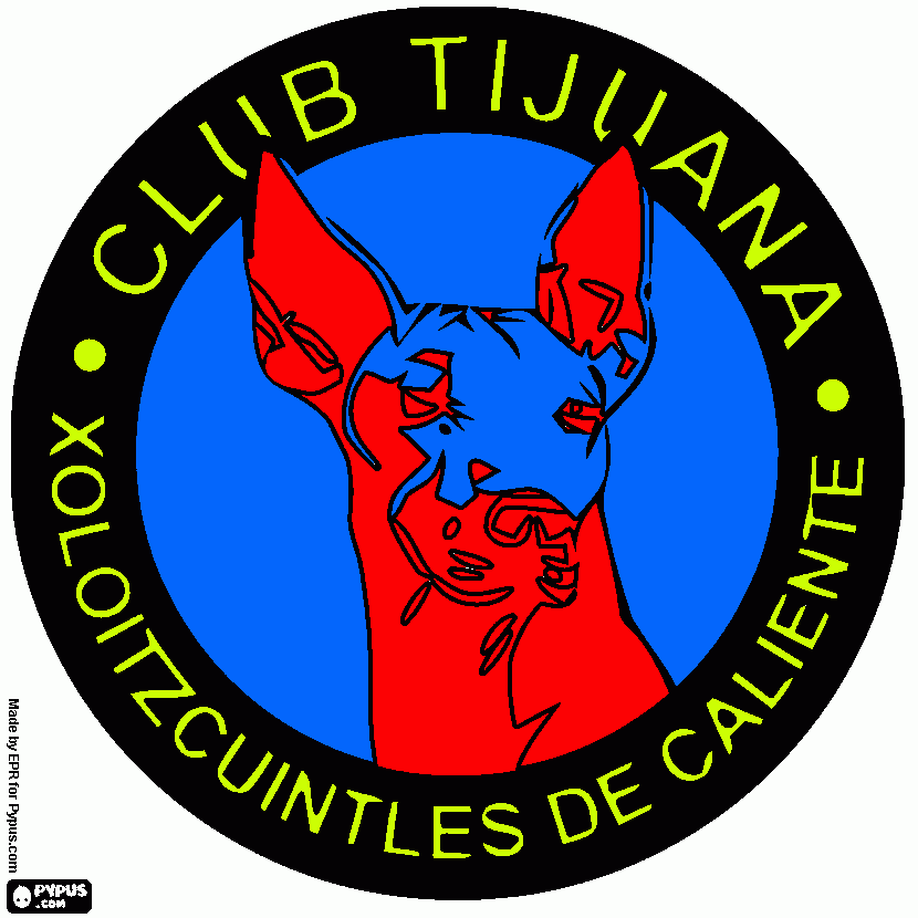 Logo of the Club Tijuana Xoloitzcuintles de Caliente, Xolos de Tijuana coloring page