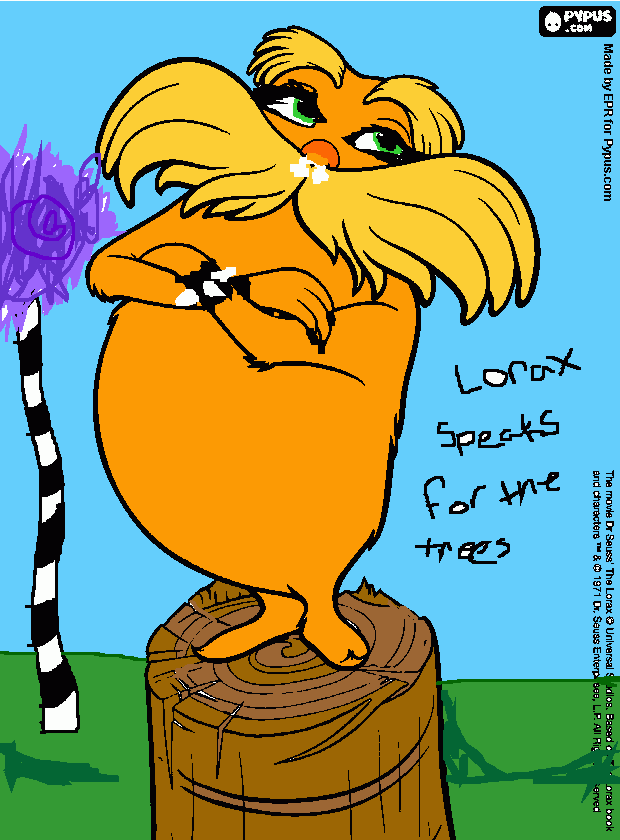 lorax speaks for the trees coloring page